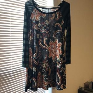 Paisley dress/top with stripes sleeves